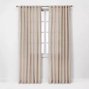 Threshold 100% Linen Natural Light Filtering Single Curtain Panel 54" x 84"